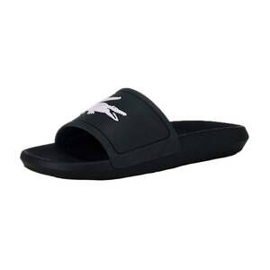 NEW LACOSTE women's croco slide sandals in dark green